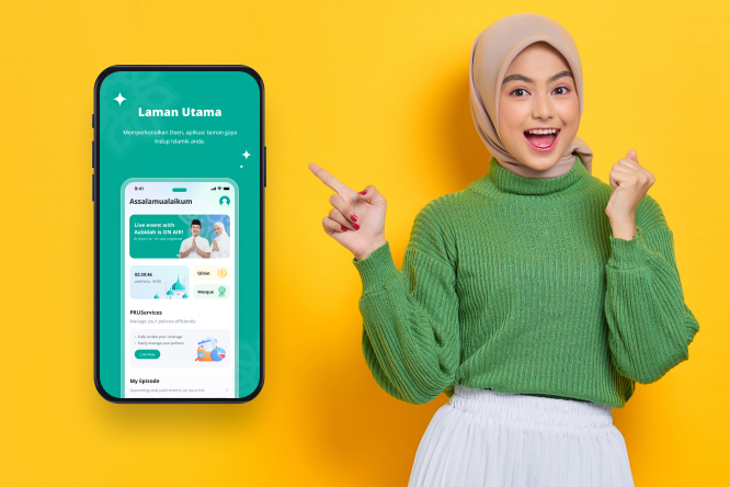 A girl point to the phone